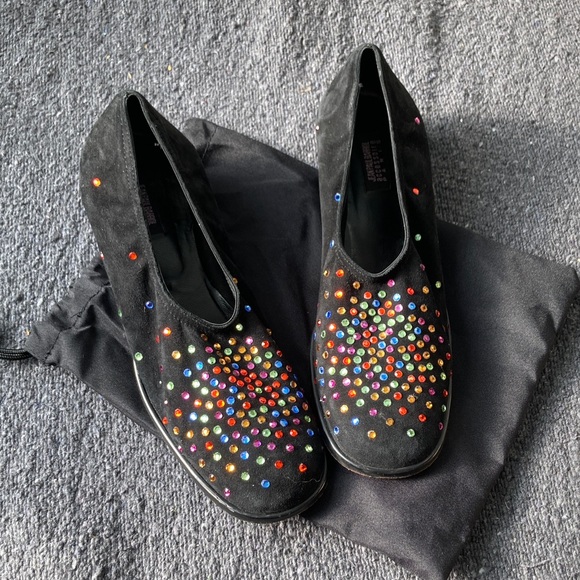 Jean Paul Barriol Shoes - Excellent condition US size 7 Jean Paul Barriol black suede globe loafers gems